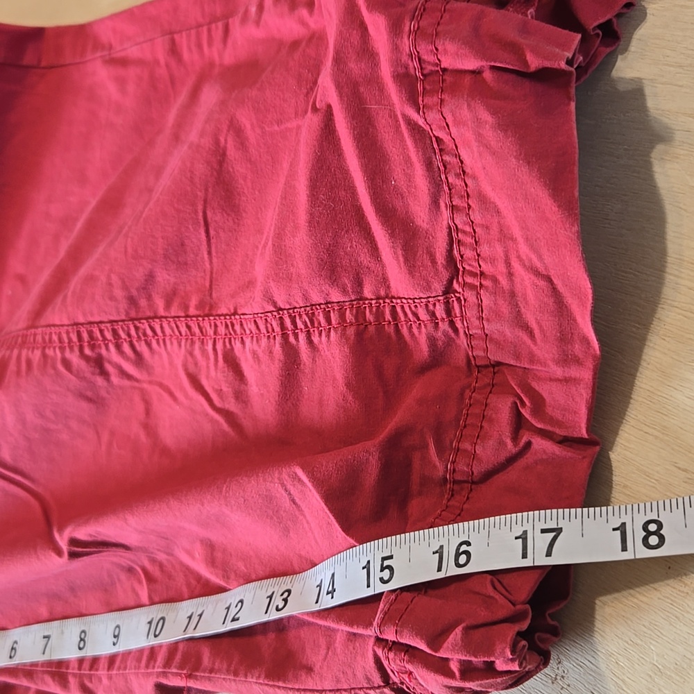 PA12 Levis Dockers Plus Capris Sz 24W Zip Front Pockets Drawstring Hem Brick Red - Picture 8 of 10